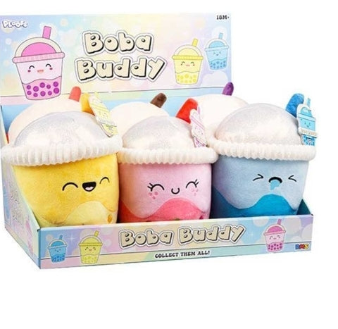 BOBA TEA PLUSH 25CM 3 ASSORTED PNK/YEL/BLU