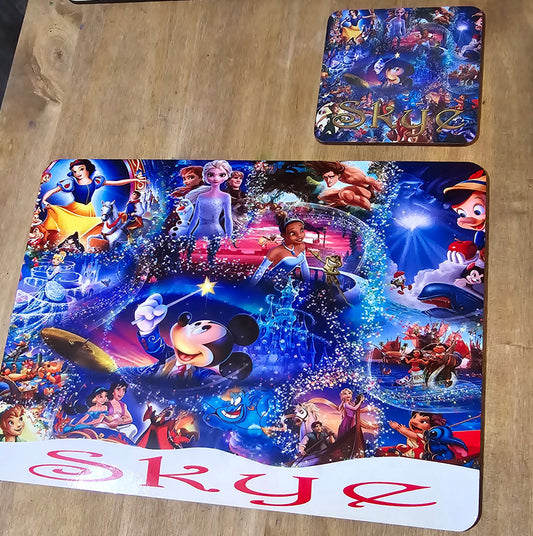 Personalised placemat and coaster set
